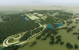 An architects illustration of the proposed development for the Honey Farm Road Sport and Recreation Precinct